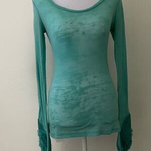 Elegant Teal Long Sleeve Women's Top
